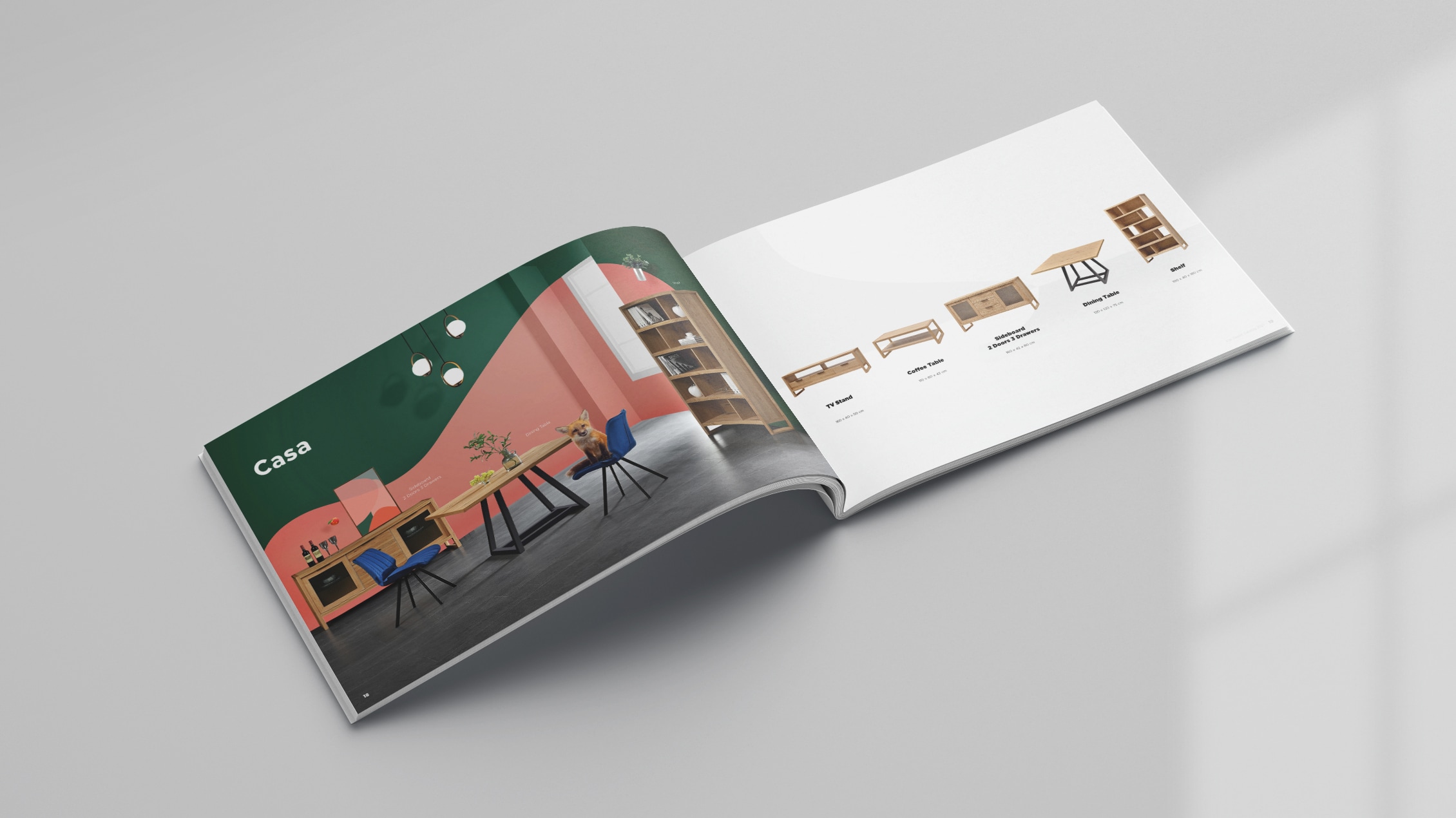 brochure design of product pages mockup of fox depot